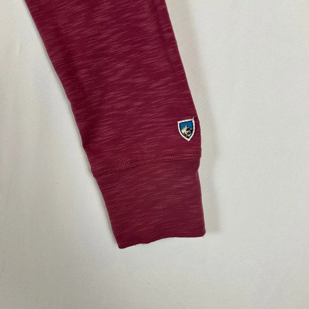 Kuhl Womens Burgundy Sora Hoody‎ Long Sleeve Hooded Henley Shirt Size Small - Picture 6 of 12